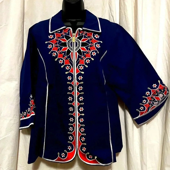NWT Bob Mackie Wearable Art Royal Embroidered Jacket Womens Sz 1x Empress Style - Picture 8 of 11